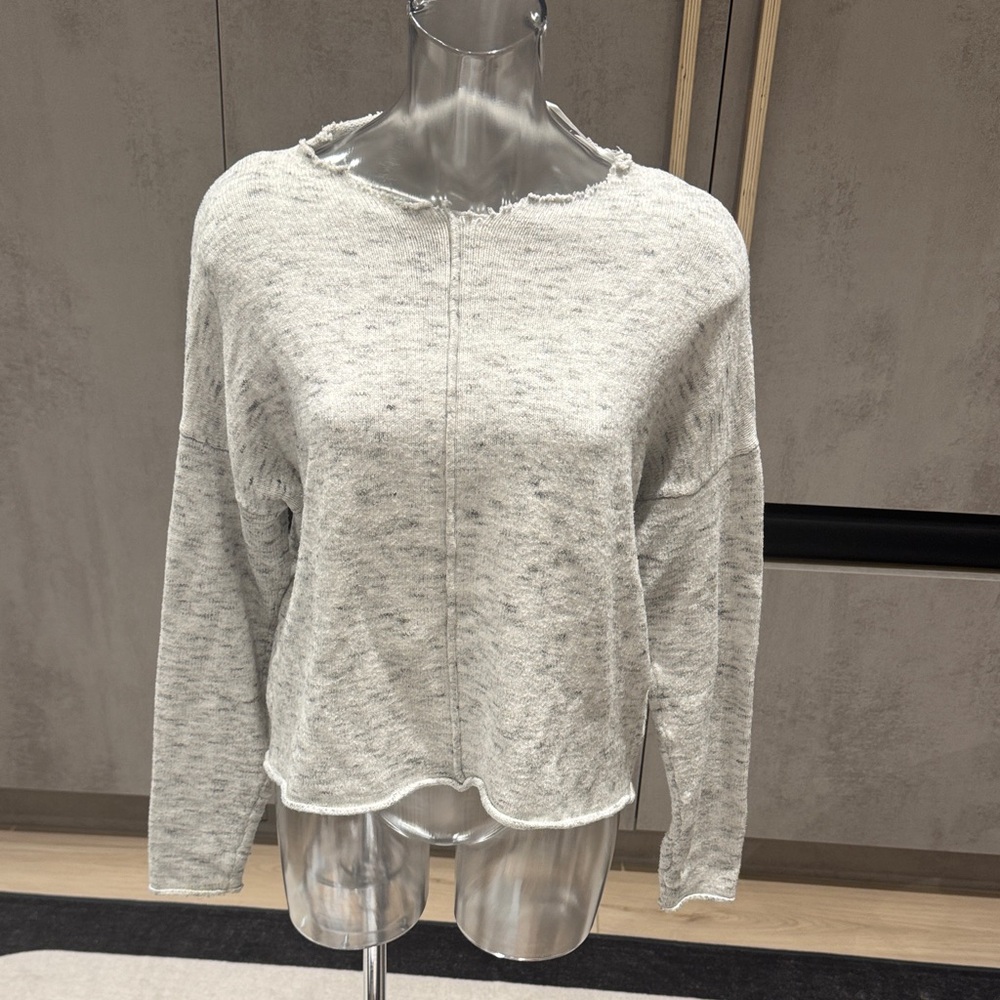 Women's Light Gray Frayed Sweatshirt